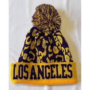 City Hunter Los Angeles Purple Gold Color Beanie Sideline Cuffed Knit